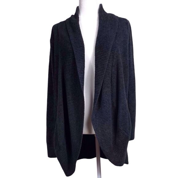 Barefoot Dreams CozyChic Lite Circle Cardigan Size Medium Black 423 - Picture 2 of 16